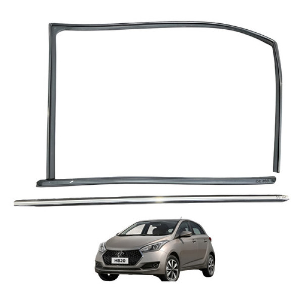 Kit Pestana Porta Diant Direita Hyundai Hb20 2019 Usado Preto Borracha
