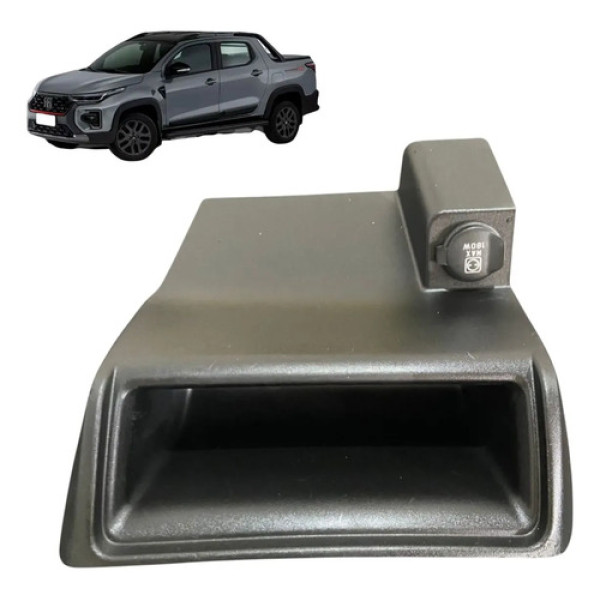 Porta Objetos C/tomada Fiat Strada Edurance 2020 Preto