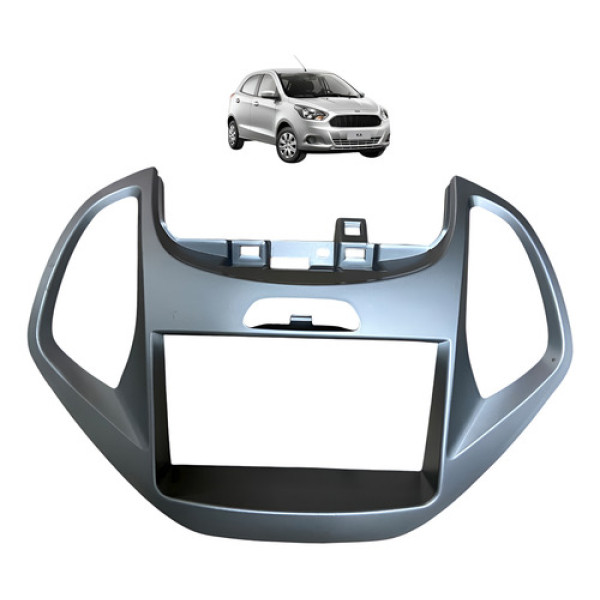 Moldura Central Painel Rádio Ford Ka 2015 2016 2017 2018 Prateado