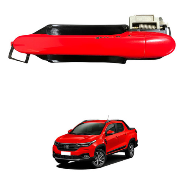 Maçaneta Externa Traseira Esquerda Fiat Strada 2021 A 2023 Vermelho