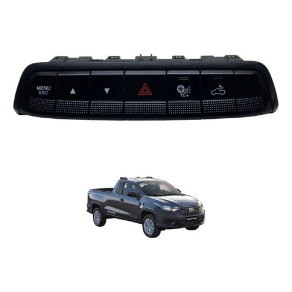 Comando Botão Pisca Alerta Fiat Strada 2020 Original Preto