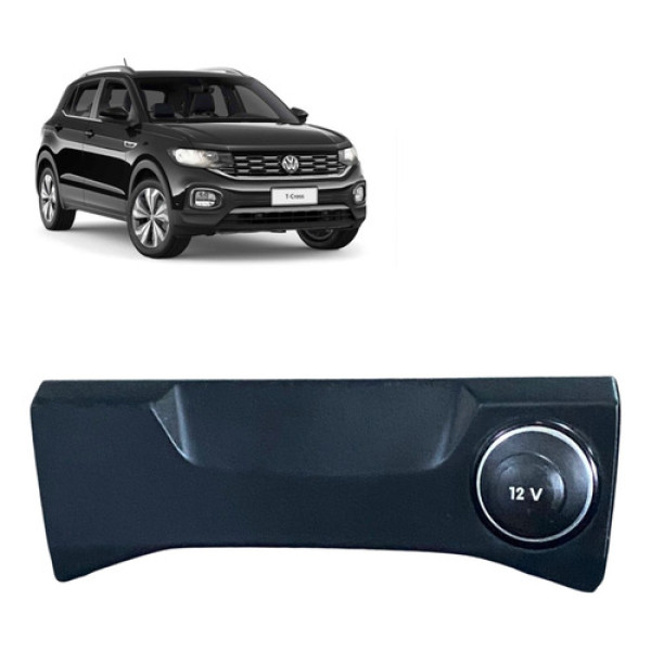 Moldura Acabamento Tomada 12v Vw T-cross Tsi 2021 2022 Preto
