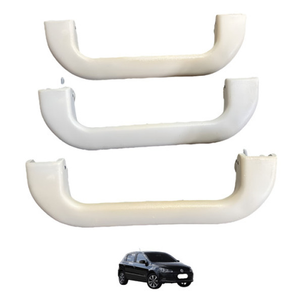 Kit 3 Alça Puxador Teto Pqp Vw Gol Voyage Saveiro Original Cinza