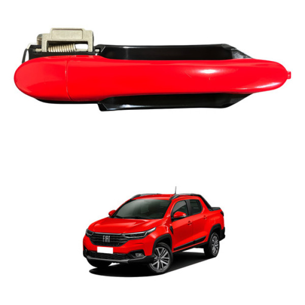 Maçaneta Porta Dianteira Direita Fiat Strada 2021 2023 Usado Vermelho Dianteira