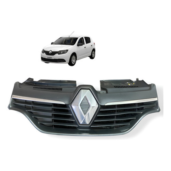 Grade Dianteira Para-choque Renault Sandero 2015 2017 2019 Preto Fosco